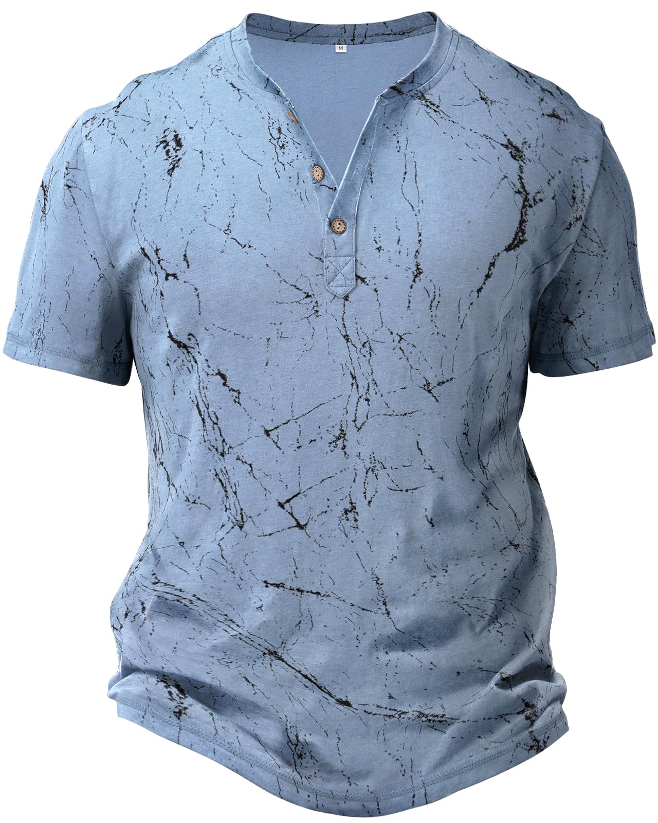 HMIYA Hemd Herren 100% Baumwolle Vintage Henley Shirt Kurzarm T-Shirts für Herren Sommerhemd Beiläufig Männer