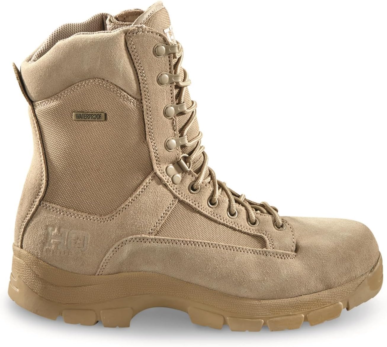 HQ ISSUE Men's Waterproof Classic 8" Side Zip Desert Tactical Boots Desert 8D (Medium)