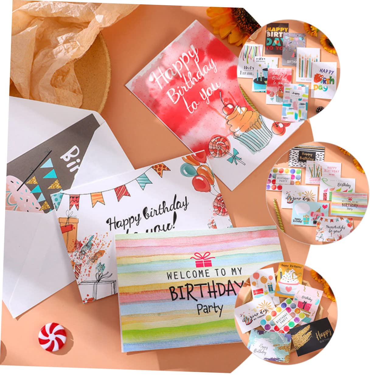 Biglietti Auguri Compleanno 36 Pezzi, Cartoline Pieghevoli in Carta Buste, per Feste di Compleanno Fai da Te, per Bambini e Adulti
