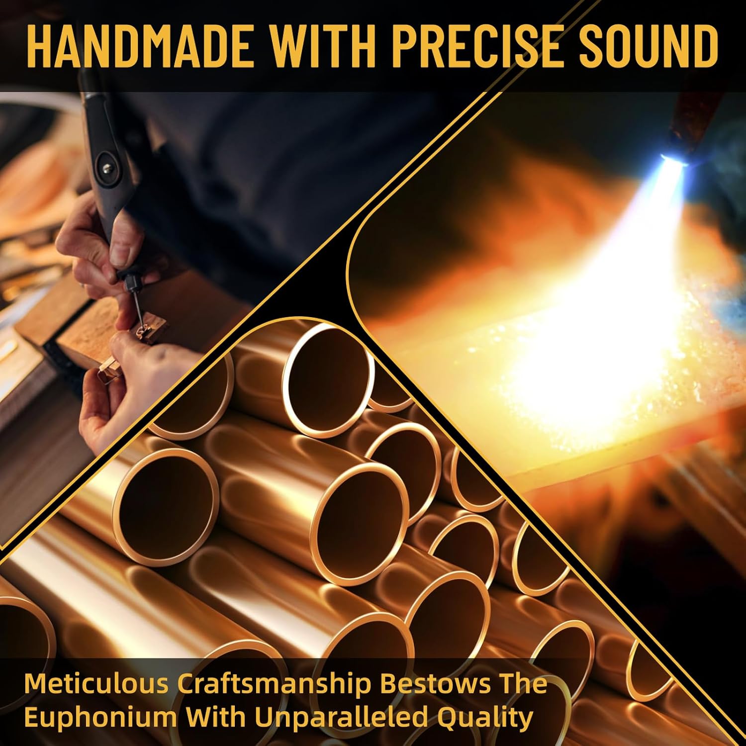 Bb Euphonium for Beginners & Pros - Premium Brass Instrument with Hard Case, Mouthpiece, Cleaning Kit & Gloves. Ideal for Brass Band, Solo & Ensemble. Superior Sound & Durability