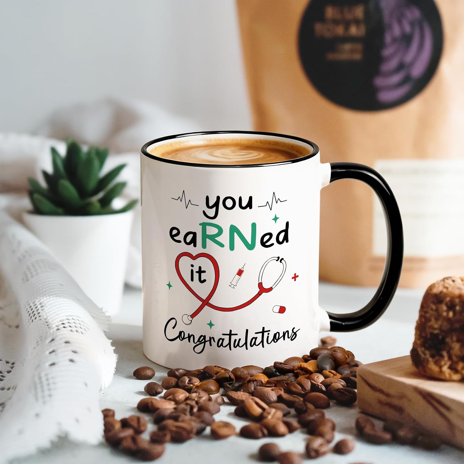 YHRJWN Nurse Graduation Gifts for Women, Nursing Medical School Graduation Gifts for Practitioner Medical Assistant Registered Nurses, RN Gift for Nurses, You Earned it Congratulations Mug，11 Oz image 3