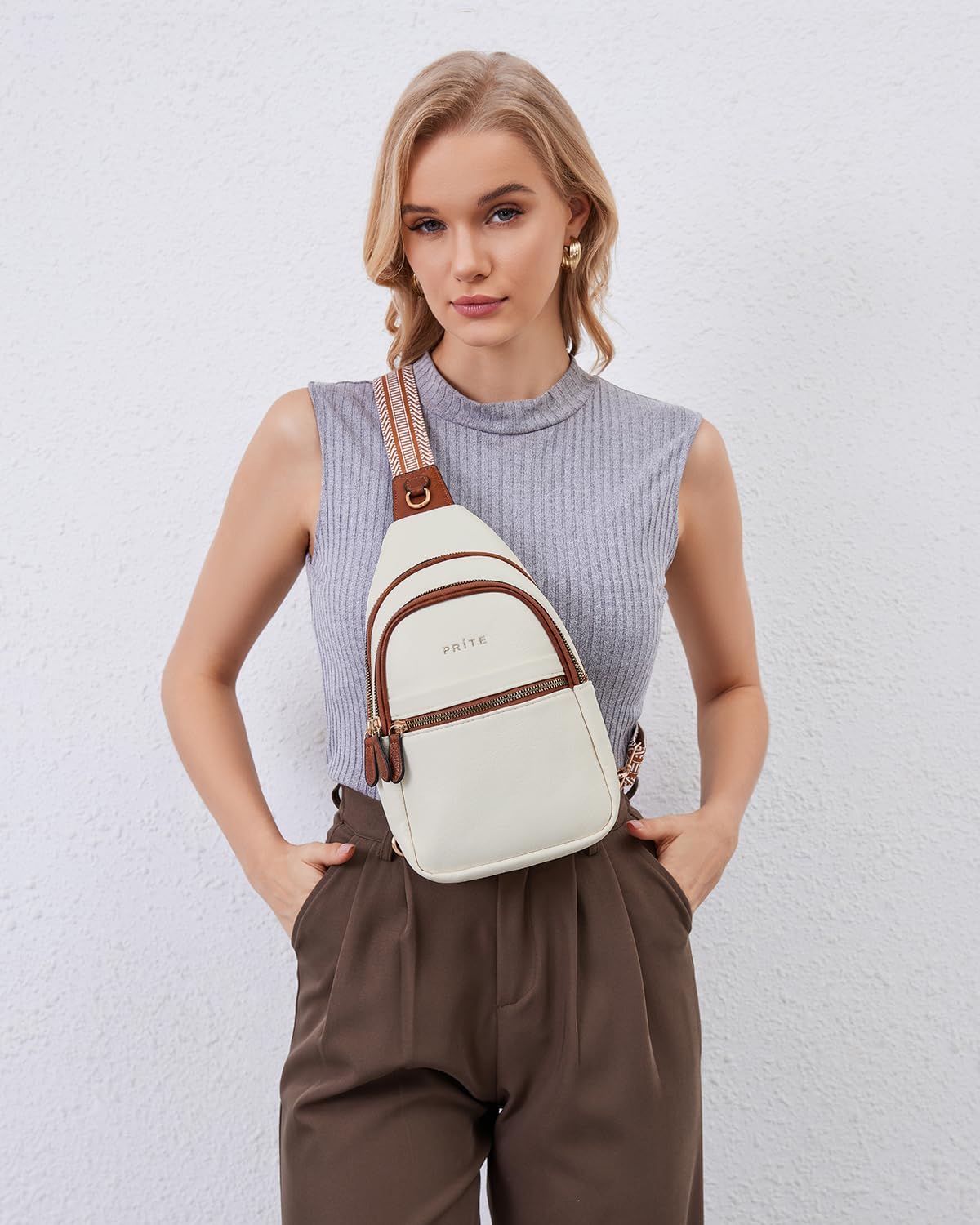 Prite Leather Crossbody Sling Bag for Women - Travel Fanny Pack Chest Purse - Image 3