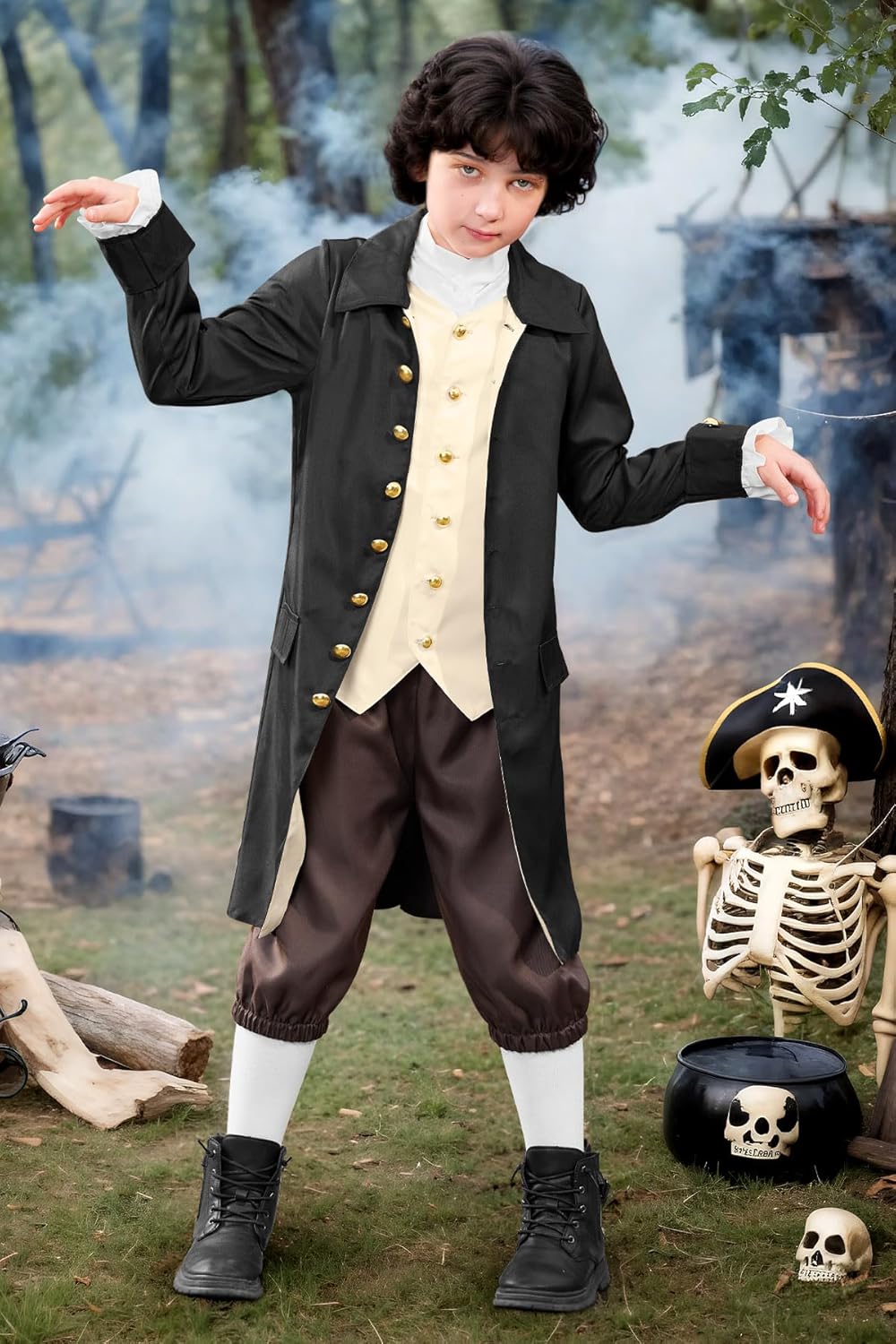 BesserBay 8 Pieces Boys Colonial Outfits 18th Century American Set 6-14 Years - Image 6