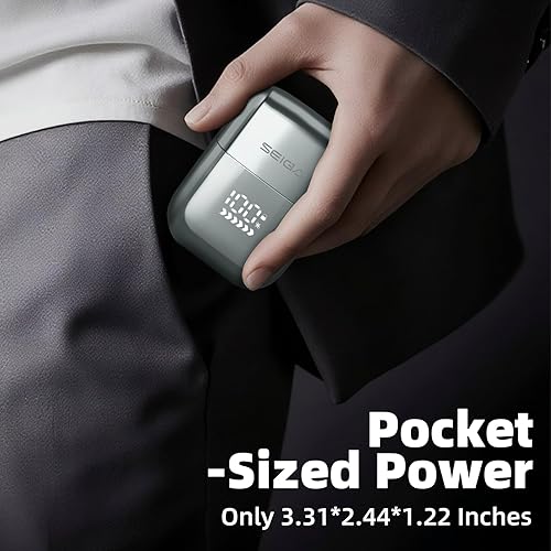 Miniatura 7 de Afeitadoras eléctricas de aluminio para hombres, mini maquinilla de afeitar eléctrica de viaje con pantalla LED, IPX7 impermeable, afeitadora de