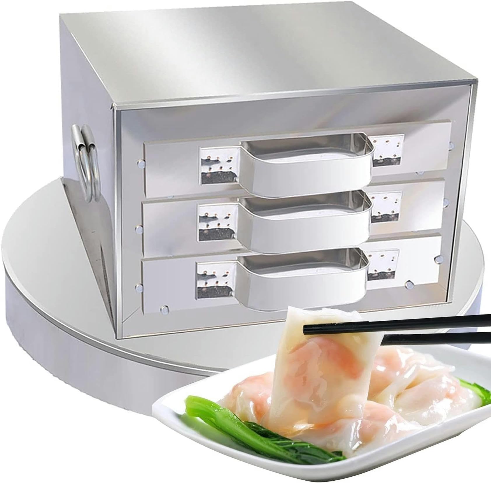 Macchina per involtini di Riso e tagliatelle a Vapore, 39X23cm, in Acciaio Inox, Changfen Steamer~/