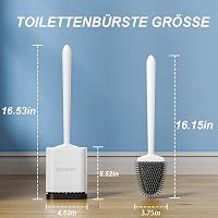 Sellemer Szilikon WC Kefe Szellőző Talppal - Hajlítható Fejű Fürdőszobai Tisztító Eszköz Holt Sarkokhoz, Mosdóhoz, Kádhoz - Fehér 6