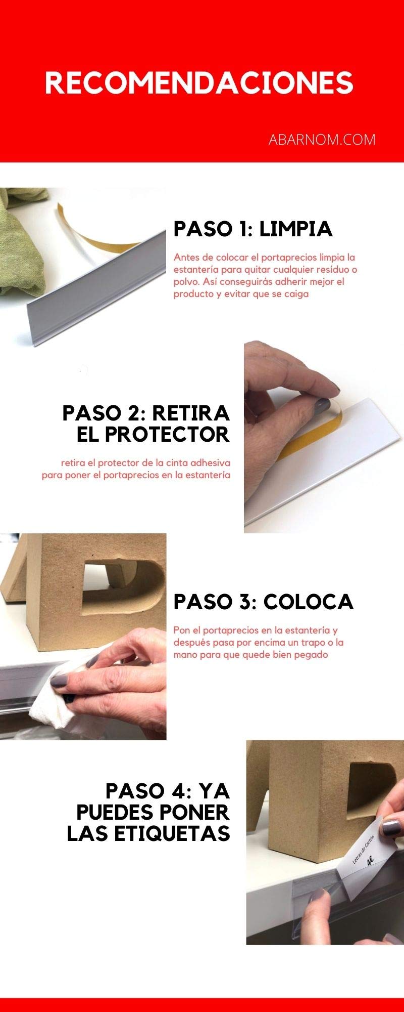 PACCO 50 etichette adesive 1 metro, 30mm trasparenti. Etichette prezzo negozio, porta prezzo scaffale
