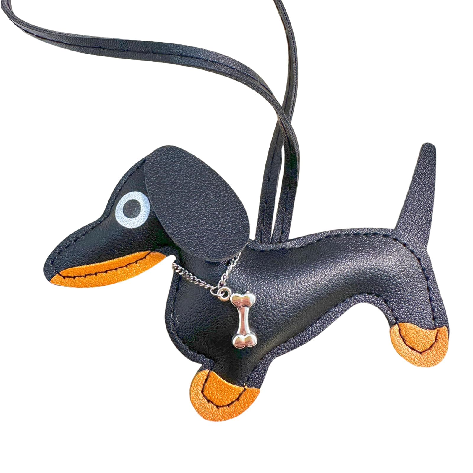 Baodss Lovely Dachshund PU Leather Keychain Fun Dachshund Keychain PU Leather Decoration Keyrings Charm for and Adults
