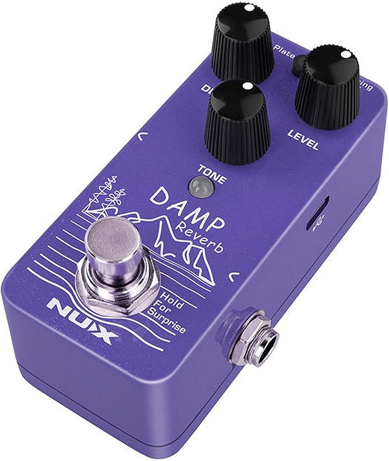 NUX Damp Reverb Guitar Effects Pedal with Plate, Spring, Hall, 3 Reverb Types, I/0 Jacks, True-bypass or Buffer-bypass, USB-C Port
