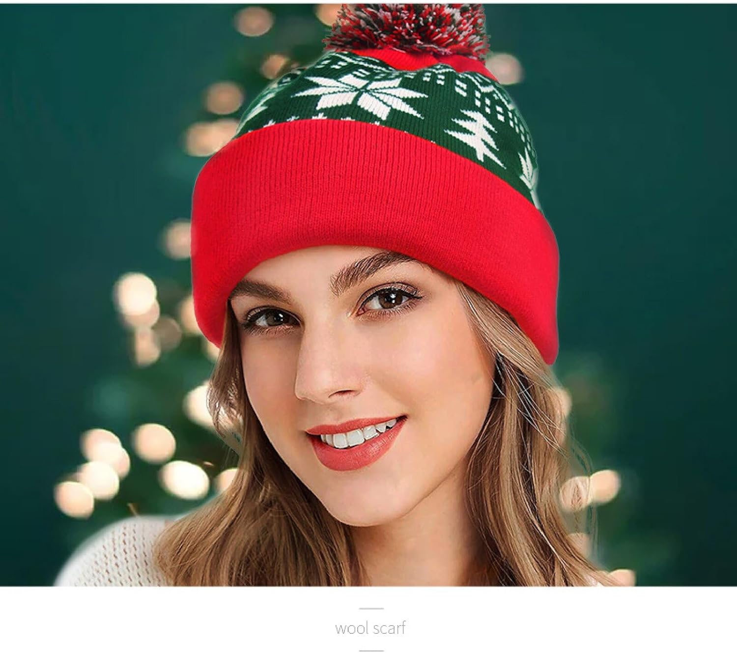 Knitted hats, wool hats, Christmas hats, jacquard wool ball hats, Perfect for Women & Men，One Size