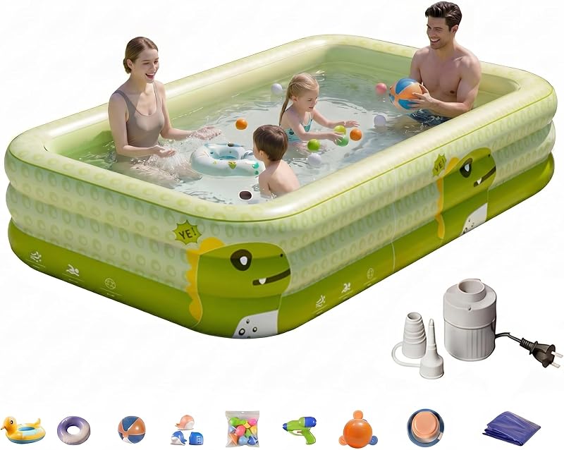 Extra-Large Inflatable Swimming Pool 152" X 72" X 23" Full-Sized Inflatable Swimming Pool Leakproof Blow Up Pool Above Ground for Backyard, Outdoor, Garden, Summer Water Party