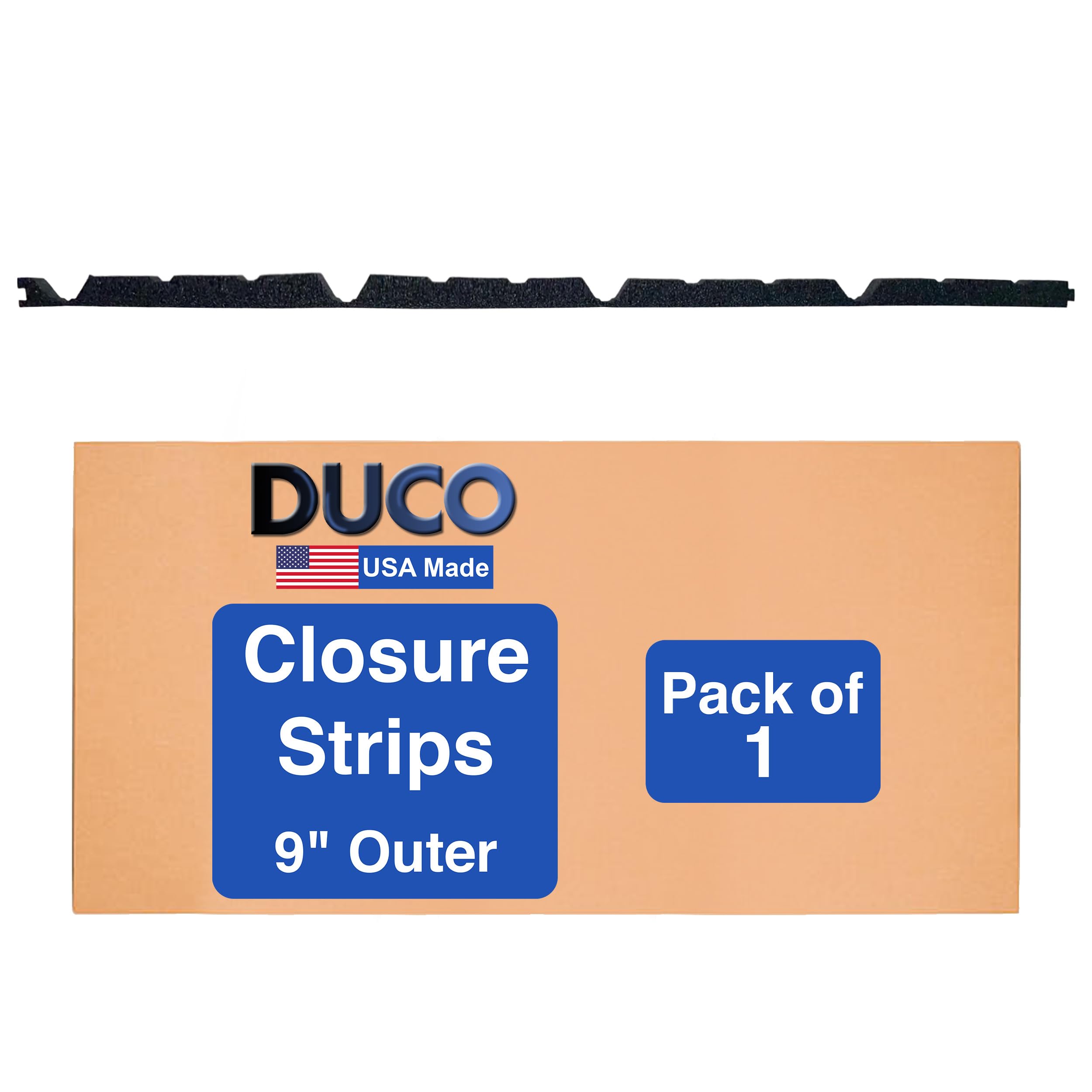 Duco USA-Made Classic Rib Foam Closure Strips 3ft Long, 9" Rib Profile - 1 Pack of Black Corrugated Roof Foam Strips - Weatherproof Seal to Block Gaps, Noise, Moisture, and More