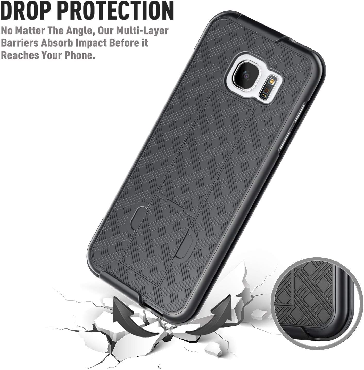 Galaxy S7 Edge Case, Samsung S7 Edge Holsters Clips Case, Jeylly [Belt Clip] Built-in Kickstand Heavy Duty Full Body Shock Absorbing Hard Rugged Case Shield for Samsung Galaxy S7 Edge G935 - Black