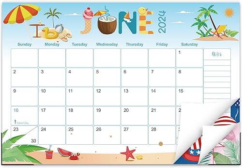 Calendario de escritorio 2024-2025  Calendario de escritorio colorido de enero de 2024 a junio de 2025, 11.5 x 17 pulgadas, calendario mensual de 18