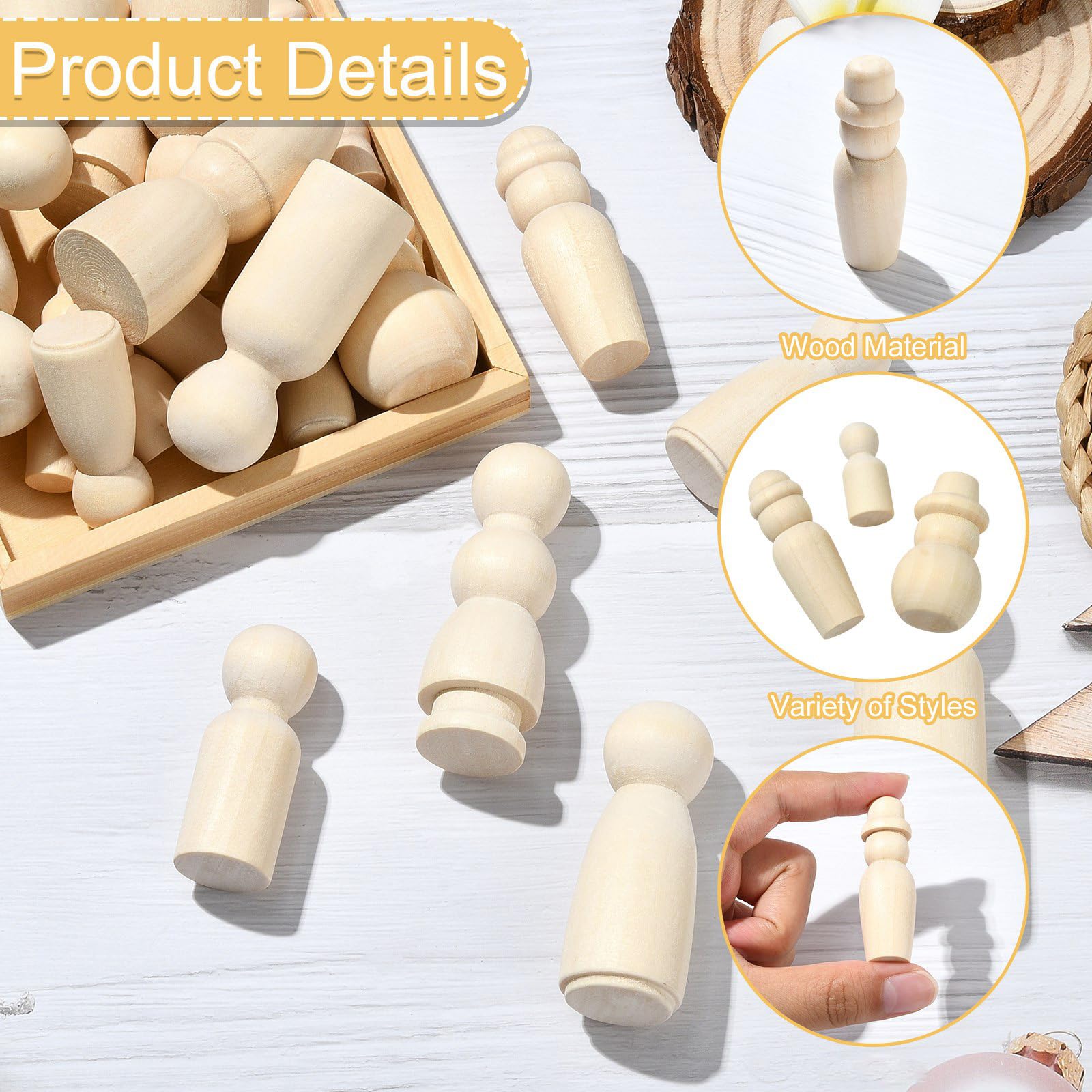 Ipotkitt 29 statuette in legno naturale non finite in 29 stili per pittura fai da te, casa, ufficio, auto, paesaggio, decorazione da tavolo