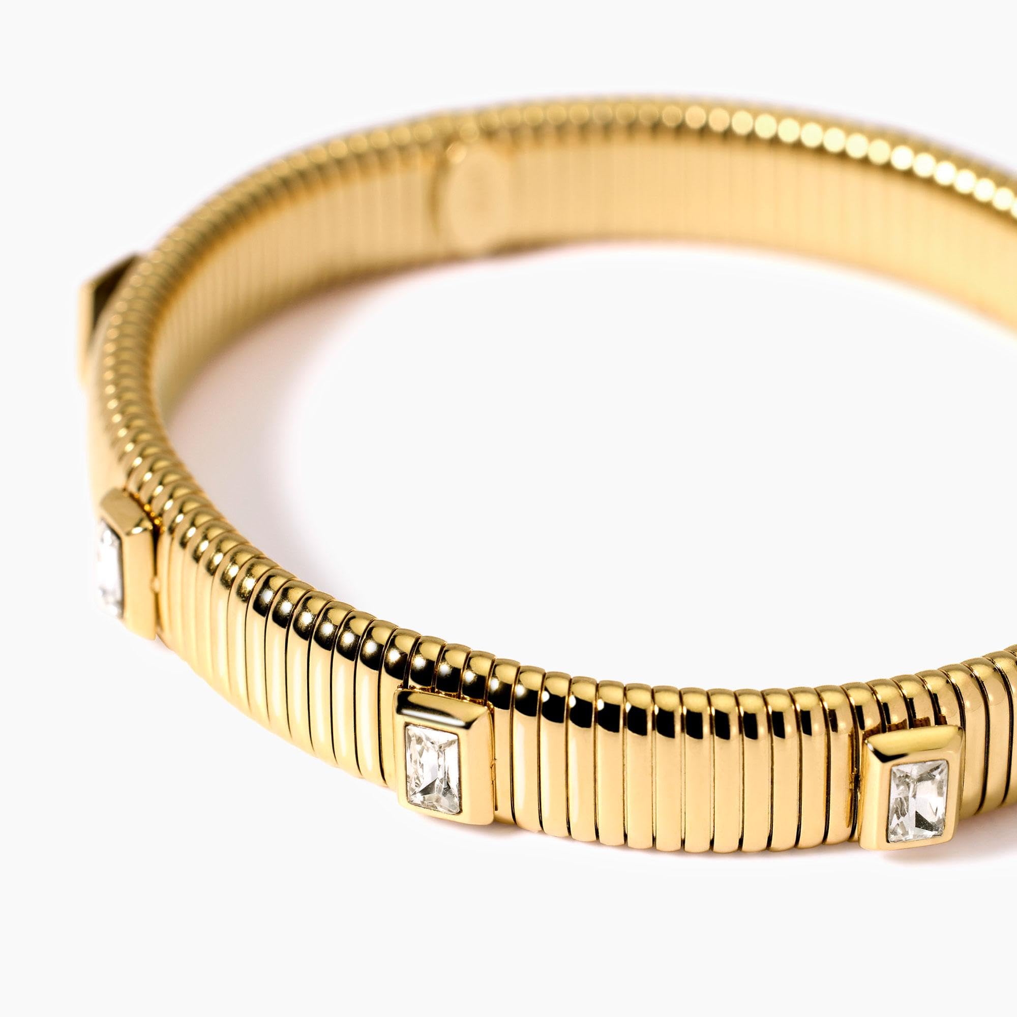 KIDULT - Bracciale Donna - Bracciale tubogas dorato con zirconi - 831005