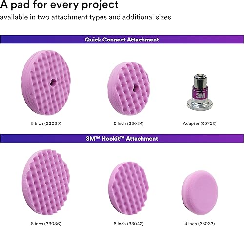 Miniatura 5 de 3M Perfect It - Almohadilla de acabado de espuma de 1 paso, 33037, gancho de inserción, pulido de superficie, reparación de colisiones, pulido de