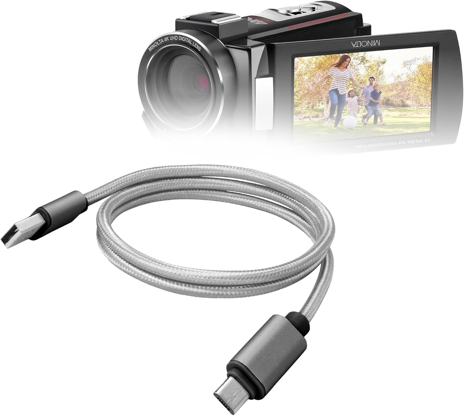BoxWave Cable Compatible with Minolta MN4K35NV - Micro USB DuraCable, Braided Micro USB Charging Cable - Space Grey