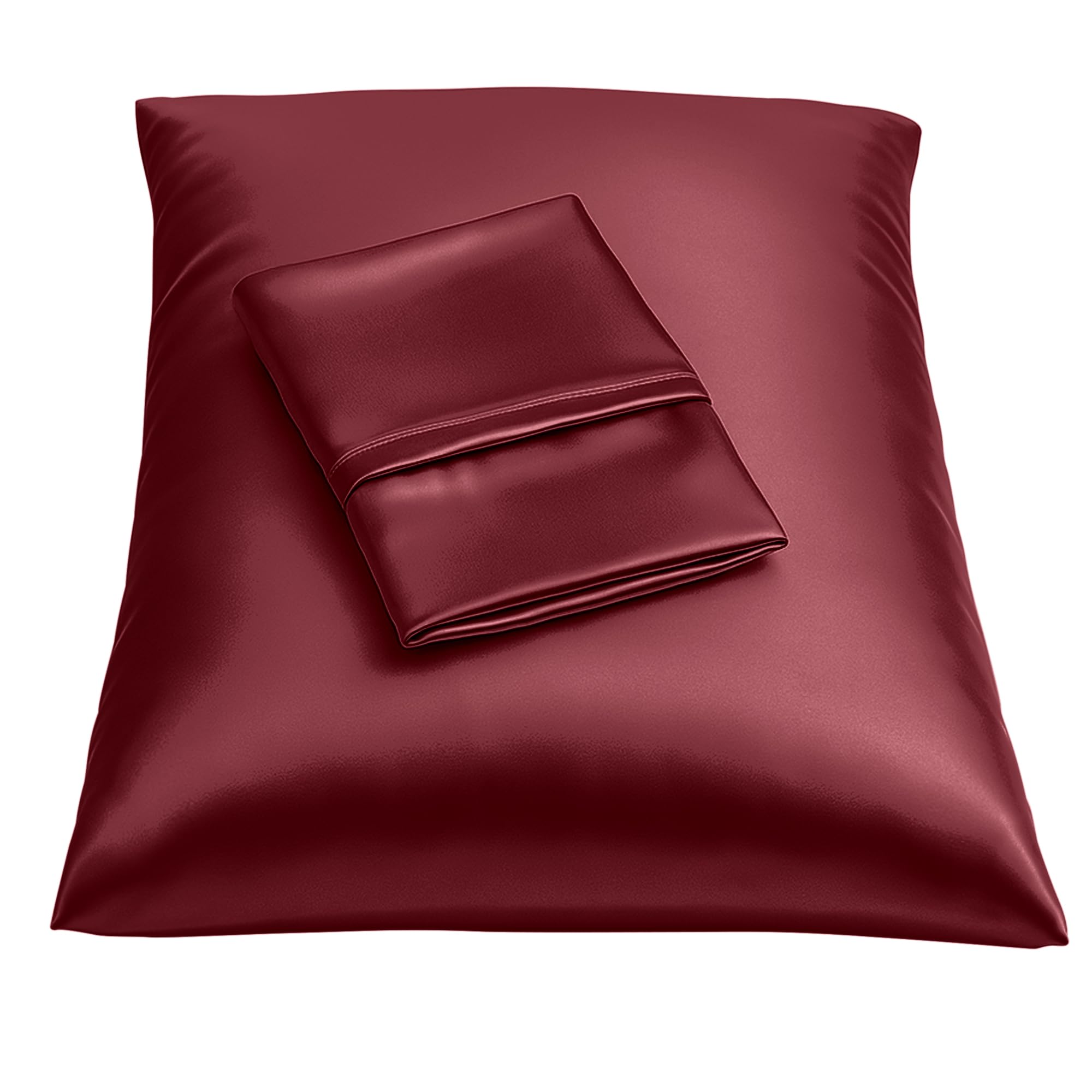 BLISSFORD Satin Pillowcase with Zipper, Like Silk Pillow Cases - Burgundy