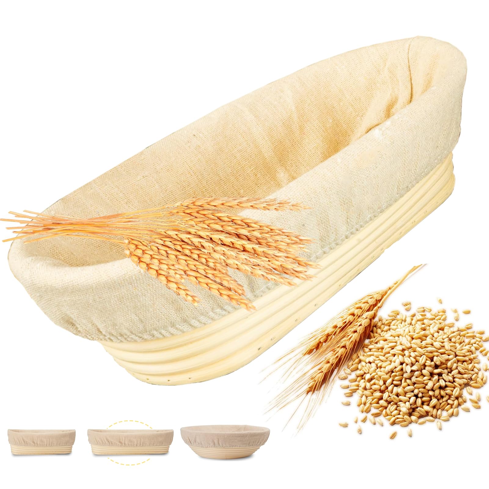 Owalny kosz do garowania 28 cm, koszyk do garowania 1,2 kg z trzciny peddigowej, do pieczenia chleba, akcesoria do pieczenia chleba, do domowego i profesjonalnego pieczenia