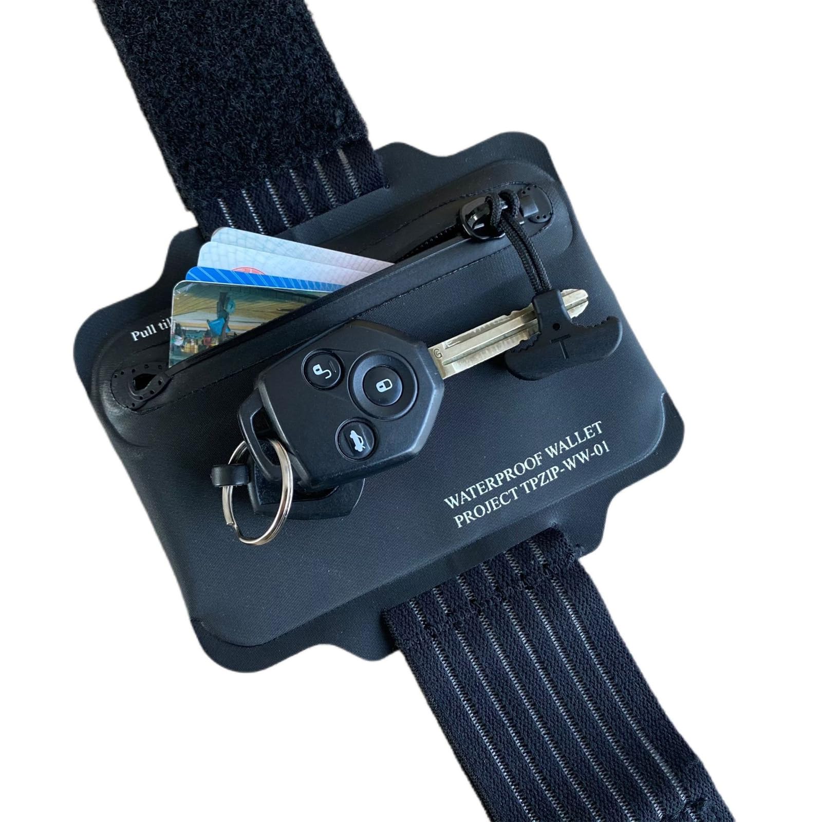Borsa da polso da braccio per immersioni, leggera, porta carte di credito, portamonete, con cerniera, per attività all'aperto e nuoto, impermeabile