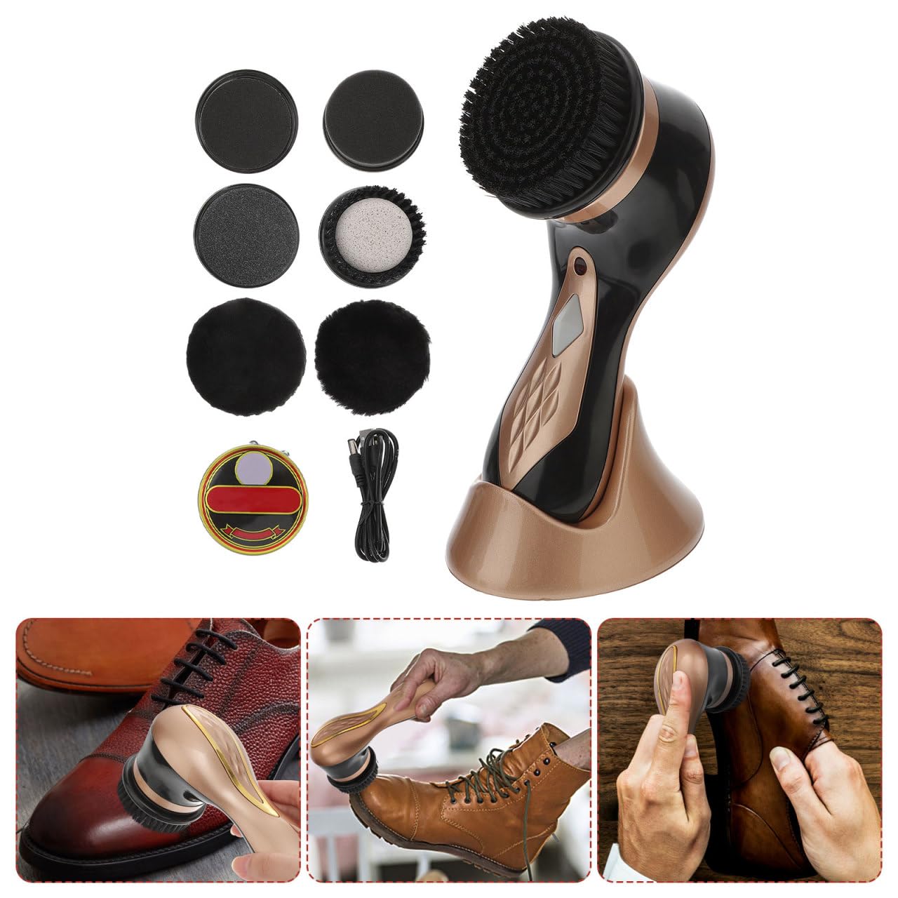 SOLUSTRE Scarpa Lucidatore Spazzola Pulitore Elettrico Scarpa Shine Kit Mini Portatile Palmare Scarpe Strumento di Pulizia per Scarpa Borsa In Pelle Divano