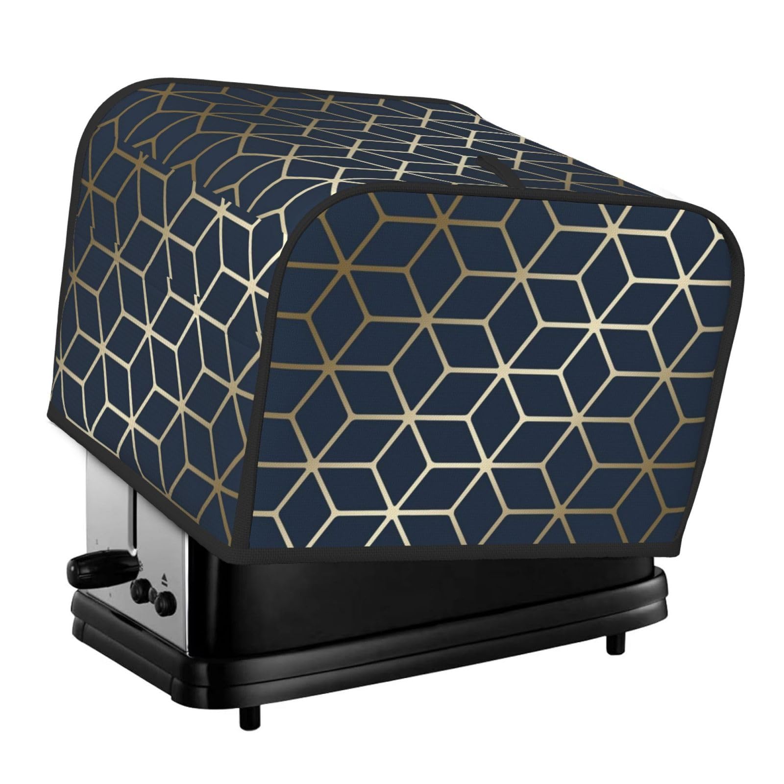 Bentli As Picture Toaster Cover, 4 Slice Toasters Dust Cover Bread Maker Cover Toaster Oven Cover, Navy Blue Gold
