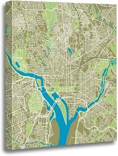 Ansouyi 16x20 Inches Canvas Wall Art Painting Street Washington Dc Map Ultra Detailed Road Highway Trip Home Decorative Artwork Prints