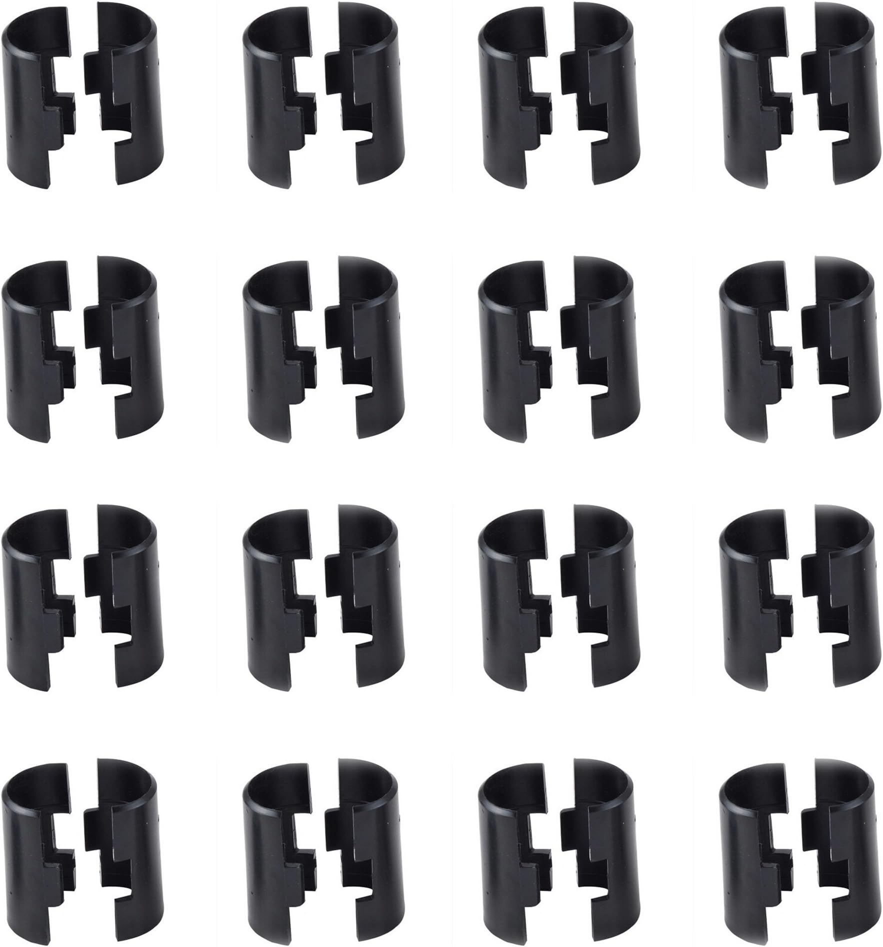 XGATML KOUSOU 32PCS Wire Shelving Shelf Lock Clips for 1" Post, Shelving Sleeves, Plastic, Black (16-Set)