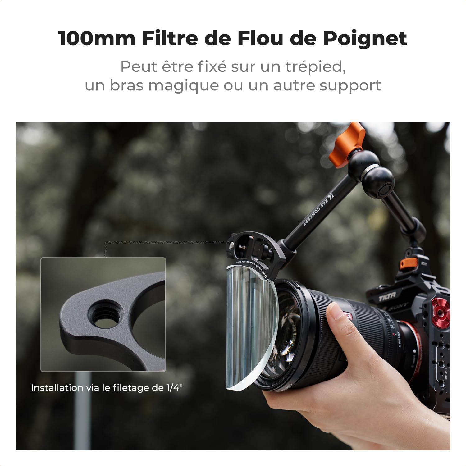 K&F Concept 100mm Filtre de Flou à Main avec Poignet Effet Spécial et 3 Chiffons de Nettoyage pour Objectif Appareil Photo