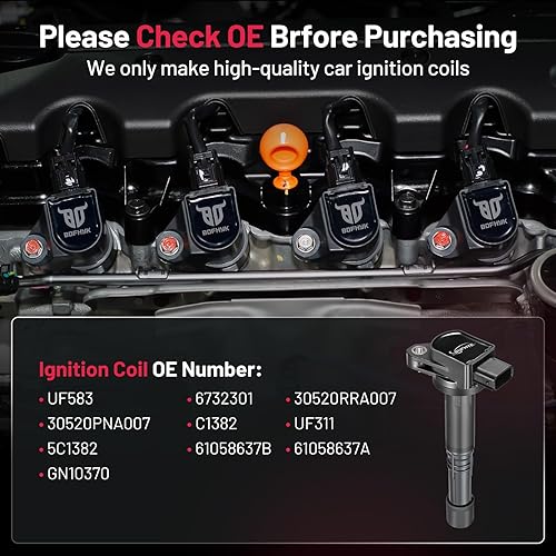 Vista 38 de BDFHYK Paquete de bobinas de encendido y bujías de iridio compatibles con Acura RSX Honda Accord Civic CR-V Element repuesto para UF583 UF311