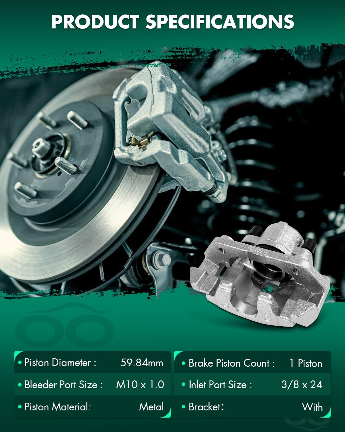 SCITOO 18B4778 18B4779 Disc Brake Calipers Assembly with Bracket Fit For Ford For Escape 2001-2007,For Mazda Tribute 2001-2006,For Mercury Mariner 2005-2007