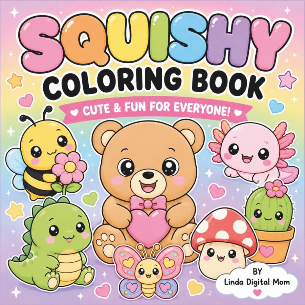 SQUISHY COLORING BOOK: 30 Adorable Kawaii Squishies to Color-Cute Food, Animals, and Fun Friends for Kids Ages 6-12