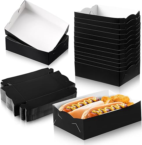 Uiifan 100 bandejas de papel de 2 libras, bandejas desechables para nachos, cartón, Halloween, papel de Halloween, bandejas para botes, bandejas de