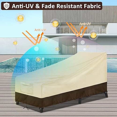 Miniatura 6 de Wanocean Funda para silla de piscina al aire libre  Impermeable 600D Patio Chaise Lounge  Fundas de muebles de patio resistentes para muebles de