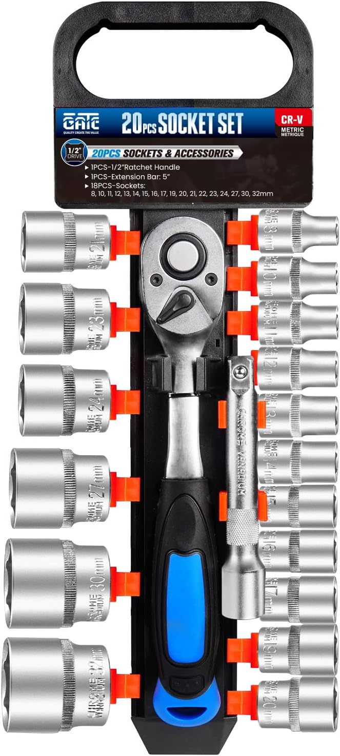 ELEAD 56-Piece 1/4" Drive Impact Socket Set – SAE & Metric, Deep & Shallow