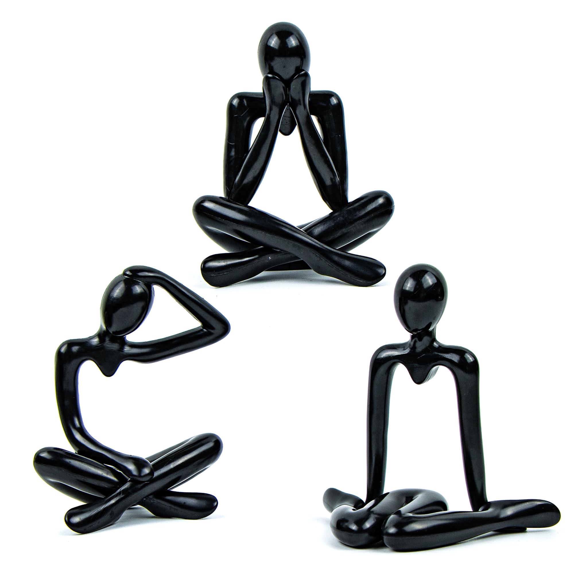 xiruiubao Estatua Pensador, Figuras Decorativas Modernas para Salon con Diseño Desmontable, Creativa Escultura de Pensador Abstracta para Decoracion Hogar, Oficina, Estudio (3 Piezas, Negro)