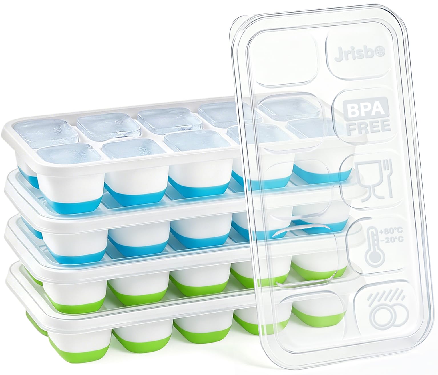 Silicone Ice Cube Tray with Lid BPA Free Small Ice Trays for Freezer 4 Pack