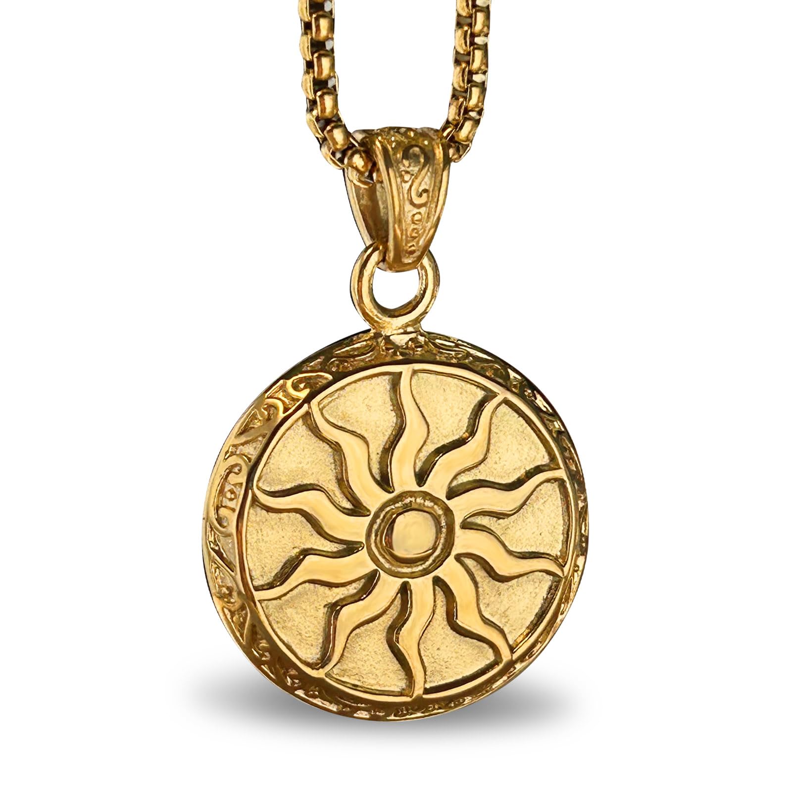 Greek Jewellery Sun Star Amulets Pendant Necklace for Men Vintage Protective Jewelry,Lucky Charm with Chain