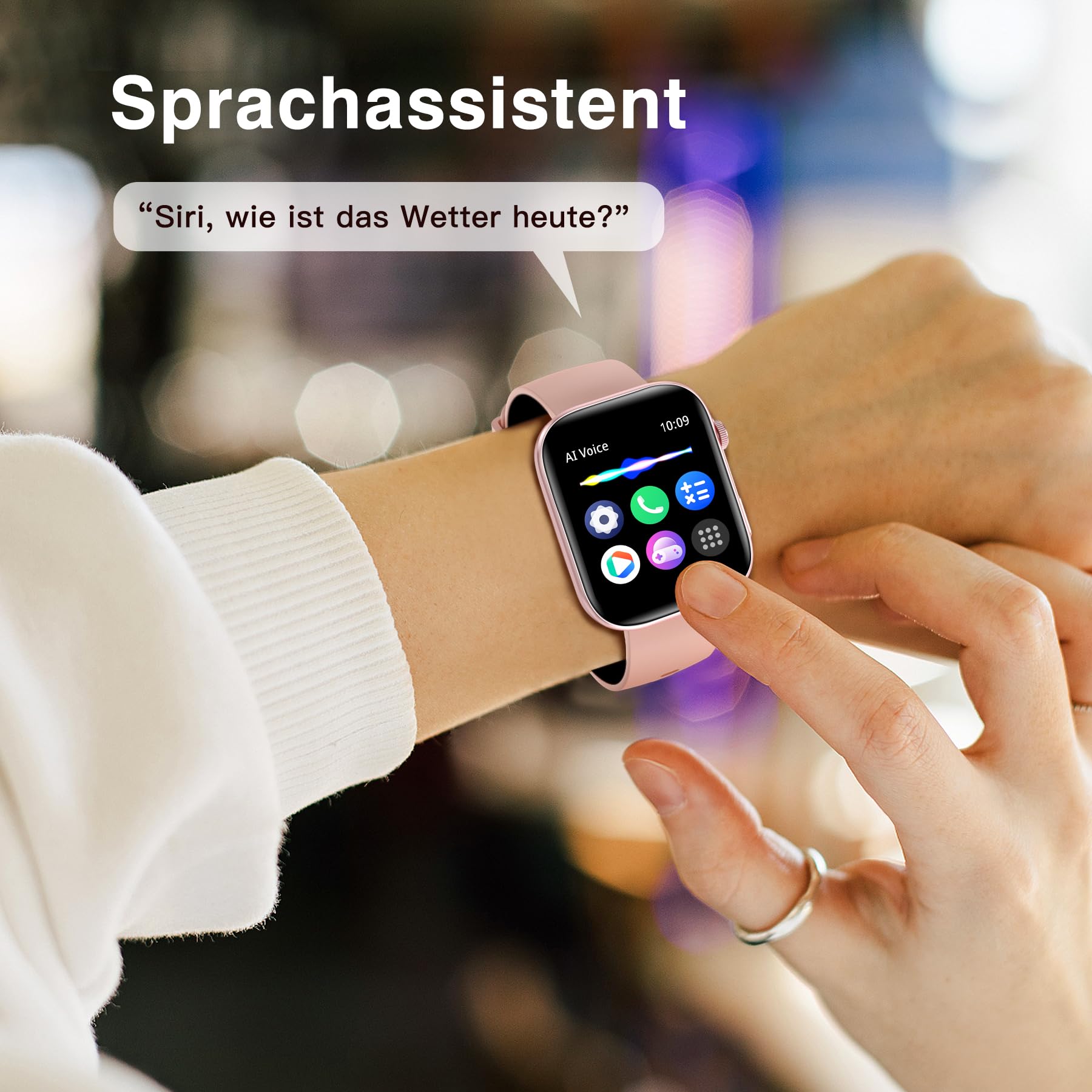 BRIBEJAT Smartwatch Damen 2,01 Zoll Touchscreen 110+ Sportmodi Fitnessuhr Herzfrequenz SpO2 Schlafmonitor IP68 Wasserdicht Android iOS Rosa