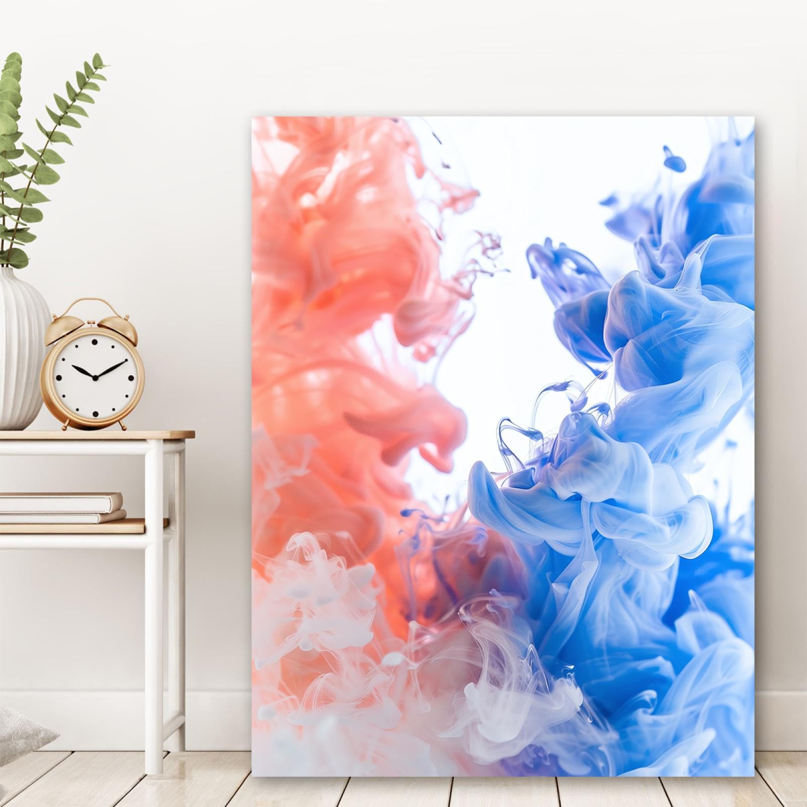 TOANGWALL Nowoczesny styl wydruk na płótnie, żywe plamy farby akwarelowej, rozpryski pędzla, krople, plakat, obraz, sztuka ścienna do kawiarni, dekoracja 70 x 85 cm, rama wewnętrzna