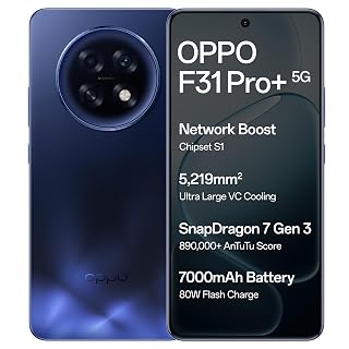 Oppo F31 Pro+ 5G (Gemstone Blue, 8GB RAM, 256GB Storage) with No Cost EMI/Bank Offers