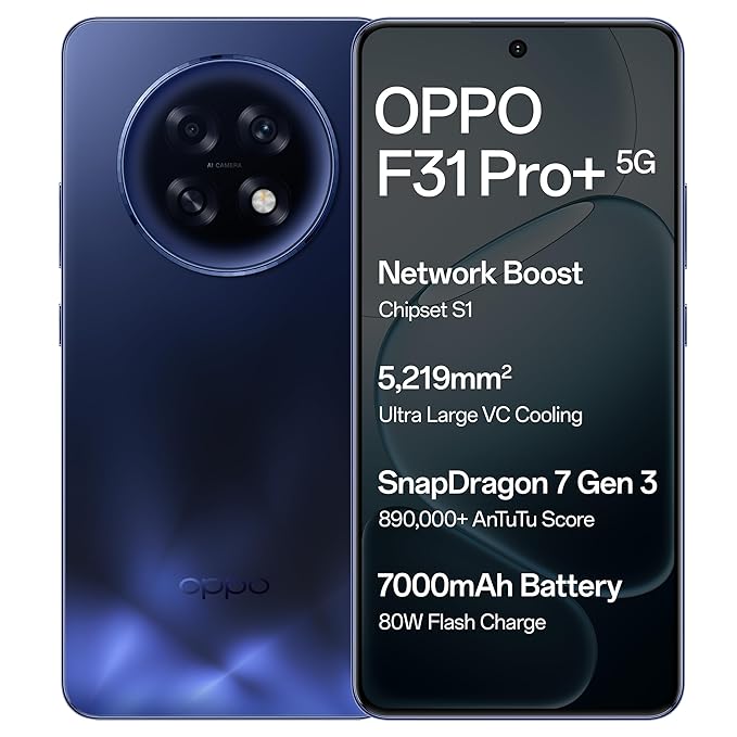 Oppo F31 Pro+ 5G (Gemstone Blue, 8GB RAM, 256GB Storage)