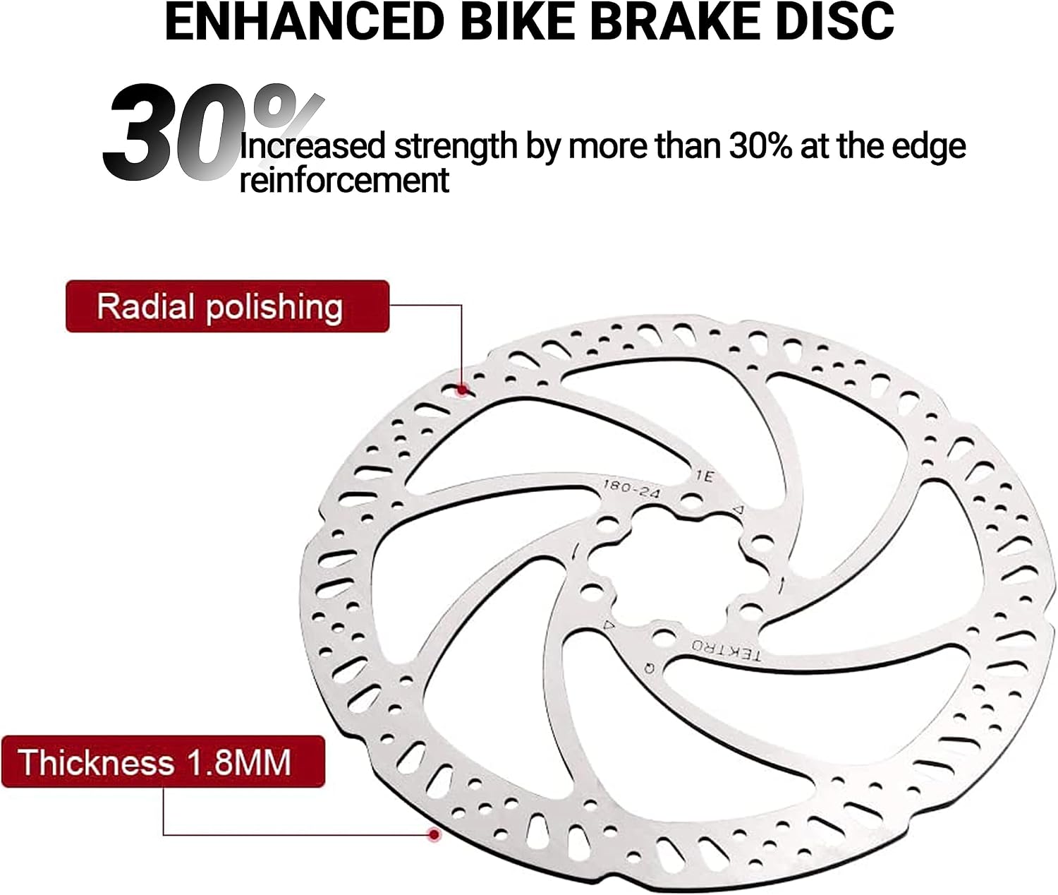 Himiway Bike Disc Brake Rotor 180MM with 6 pcs bolts and 1 hex wrench Bicycle Disc Brake Rotor Silver for Road Bike Mountain Bike MTB BMX Stainless Steel Bicycle Rotor