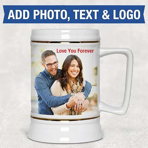 Miniatura 2 de Taza de cerveza personalizada para añadir foto, texto, imagen, logotipo, imagen, 22 onzas, taza de cerámica personalizada con asa, regalos para