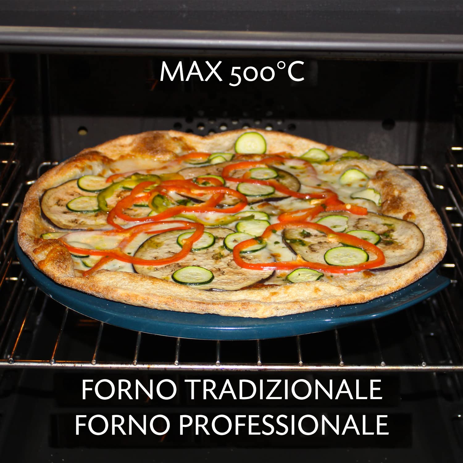 Wald - Cuoci Pizza in Argilla, per Cottura su Barbecue, Forno e Microonde fino a 500°C. Piastra Smaltata per Preparare in Casa Pizze Croccanti e Saporite. 4 Colori diametro cm 33