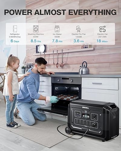 Miniatura 14 de Estación de energía portátil de 2400 W, 1843 Wh, generador solar para exteriores con 2400 W (pico de 4800 W) 4 salidas de CA, batería de reserva