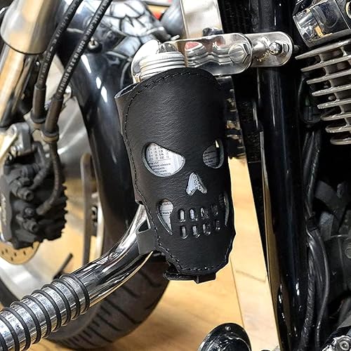 Miniatura 9 de Portavasos para motocicleta, soporte universal en forma de calavera, soporte de piel sintética para botella de agua, soporte de montaje, accesorios