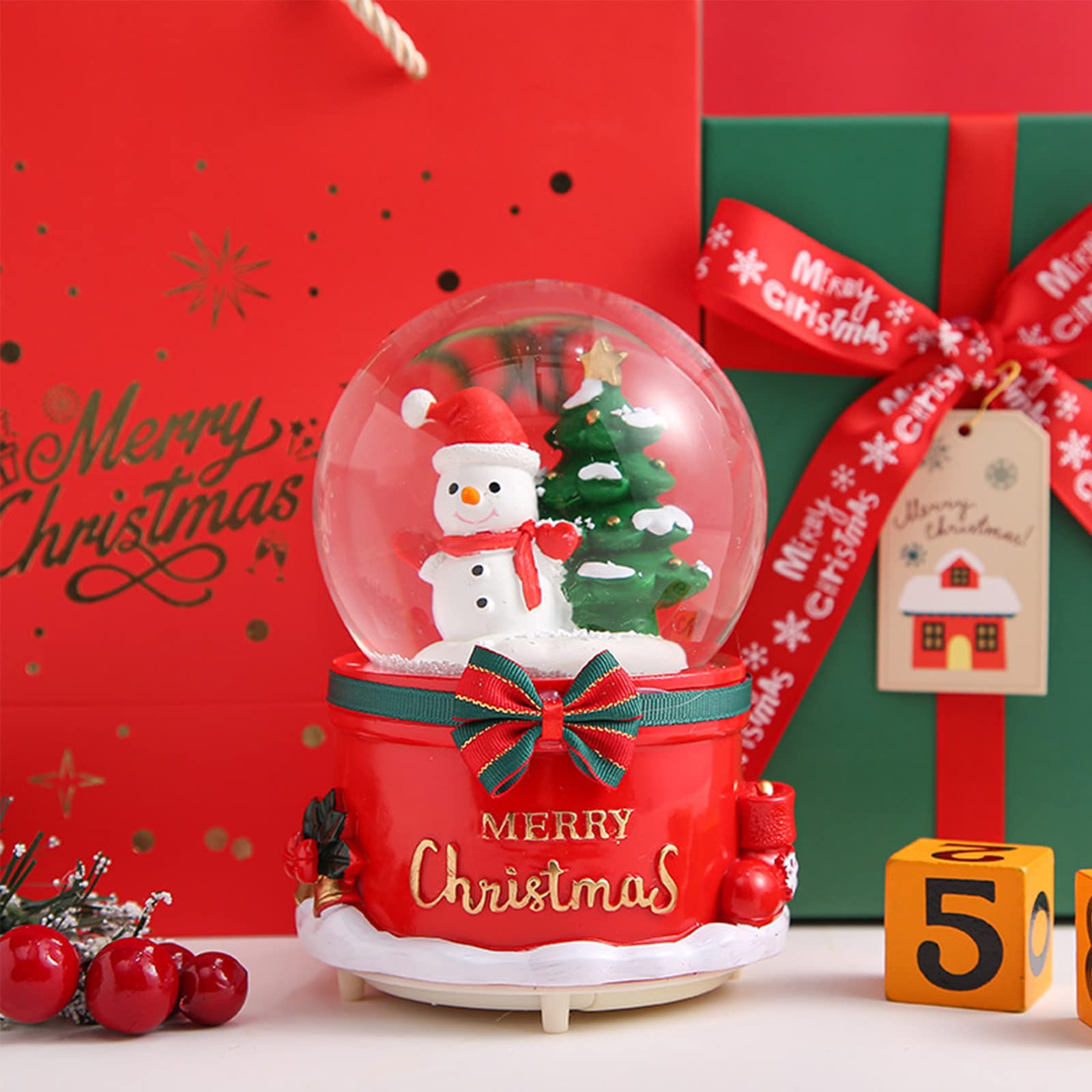 Hileyu Globo di Neve Musicale di Natale Creativo Carillon di Babbo Natale Bagliore di Fiocchi di Neve Regalo di Compleanno per Bambini Decorazione Natalizia