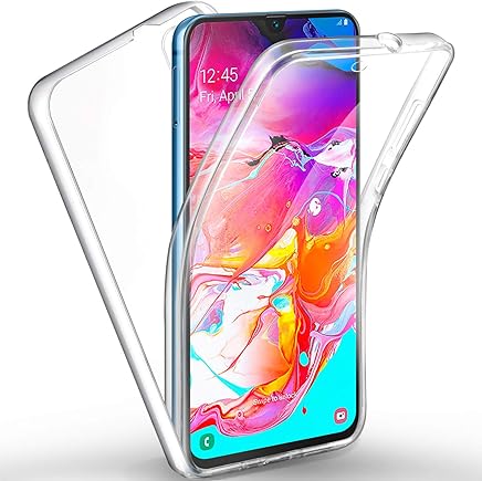 AROYI Funda Samsung Galaxy A70, Ultra Slim Doble Cara Carcasa Protector Transparente TPU Silicona + PC Dura Resistente Anti-Ara?azos Protectora Case Cover para Samsung Galaxy A70